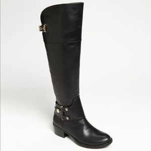 Vince Camuto Black Over the Knee Leather Boots 8
